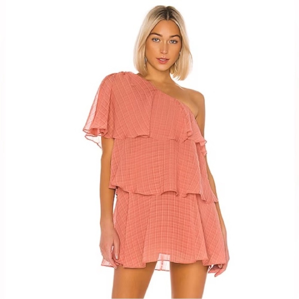 Revolve x House of Harlow 1960 Lillia Rose One Shoulder Tiered Mini Dress Medium - Picture 15 of 16
